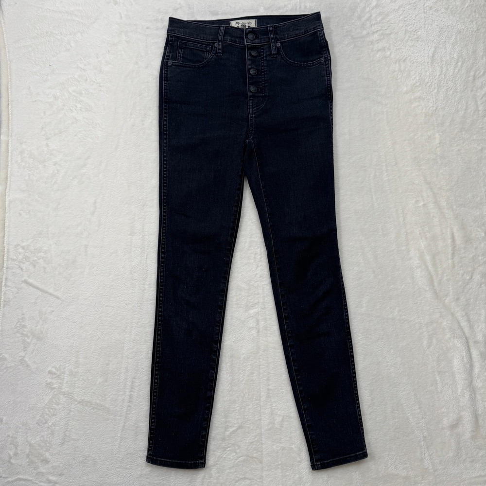 Madewell Jeans Womens 26 Black 10" High-Rise Skinny‎ Button Fly Stretch Denim